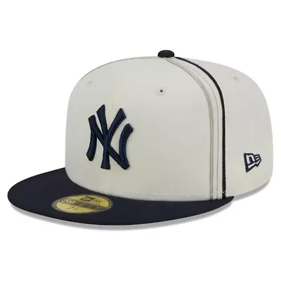 MLB Cream/Navy New York Yankees Chrome Sutash 59FIFTY Fitted Hat