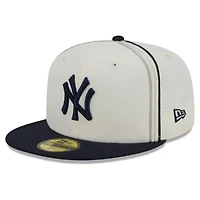 MLB Cream/Navy New York Yankees Chrome Sutash 59FIFTY Fitted Hat