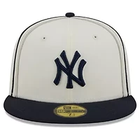 MLB Cream/Navy New York Yankees Chrome Sutash 59FIFTY Fitted Hat