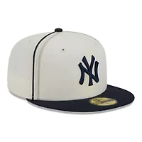 MLB Cream/Navy New York Yankees Chrome Sutash 59FIFTY Fitted Hat