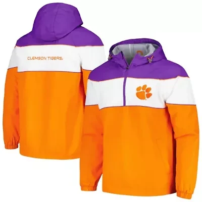 NCAA Clemson Tigers Center Line Half-Zip Raglan Hoodie Jacket