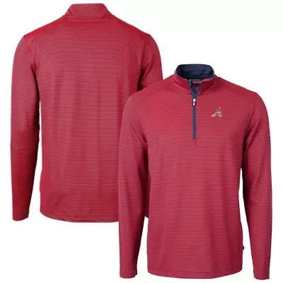 MLB Atlanta Braves Americana Logo Virtue Eco Pique Stripe Recycled Quarter-Zip Pullover Top