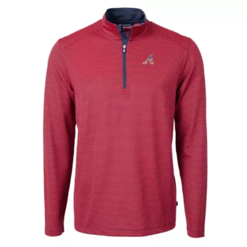 MLB Atlanta Braves Americana Logo Virtue Eco Pique Stripe Recycled Quarter-Zip Pullover Top
