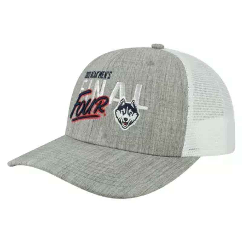 Connecticut Huskies NCAA Heather UConn Huskies 2023 NCAA Basketball Tournament March Madness Final Four Trucker Adjustable Hat