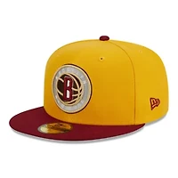 NBA Yellow/Red Brooklyn Nets Fall Leaves 2-Tone 59FIFTY Fitted Hat