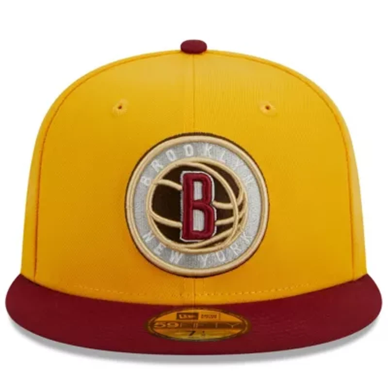 NBA Yellow/Red Brooklyn Nets Fall Leaves 2-Tone 59FIFTY Fitted Hat