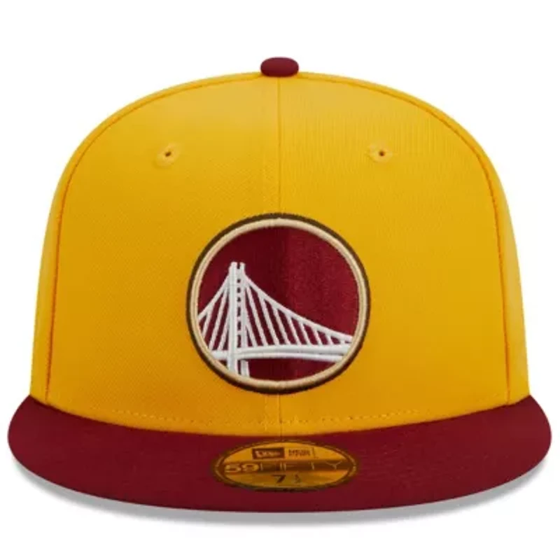 NBA Yellow/Red Golden State Warriors Fall Leaves 2-Tone 59FIFTY Fitted Hat