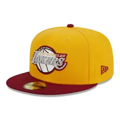 NBA Yellow/Red Los Angeles Lakers Fall Leaves 2-Tone 59FIFTY Fitted Hat