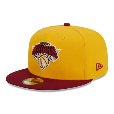 NBA Yellow/Red New York Knicks Fall Leaves 2-Tone 59FIFTY Fitted Hat