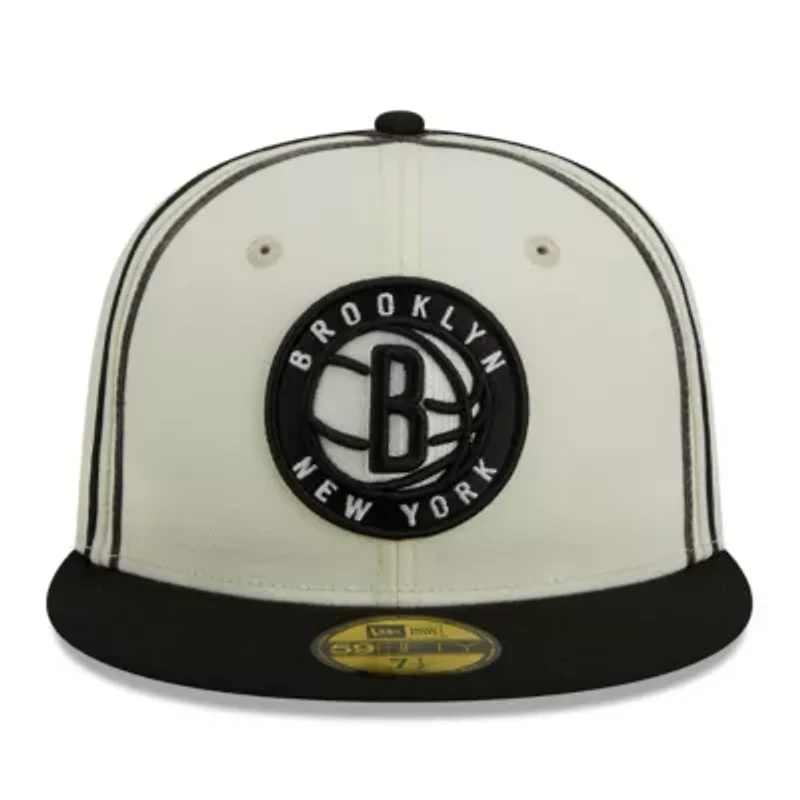 NBA Cream/Black Brooklyn Nets Piping 2-Tone 59FIFTY Fitted Hat