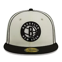 NBA Cream/Black Brooklyn Nets Piping 2-Tone 59FIFTY Fitted Hat