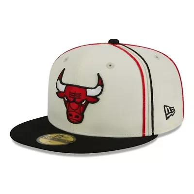 NBA Cream/Black Chicago Bulls Piping 2-Tone 59FIFTY Fitted Hat