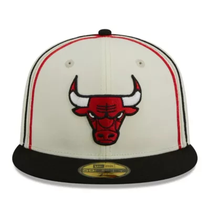 NBA Cream/Black Chicago Bulls Piping 2-Tone 59FIFTY Fitted Hat
