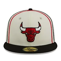 NBA Cream/Black Chicago Bulls Piping 2-Tone 59FIFTY Fitted Hat