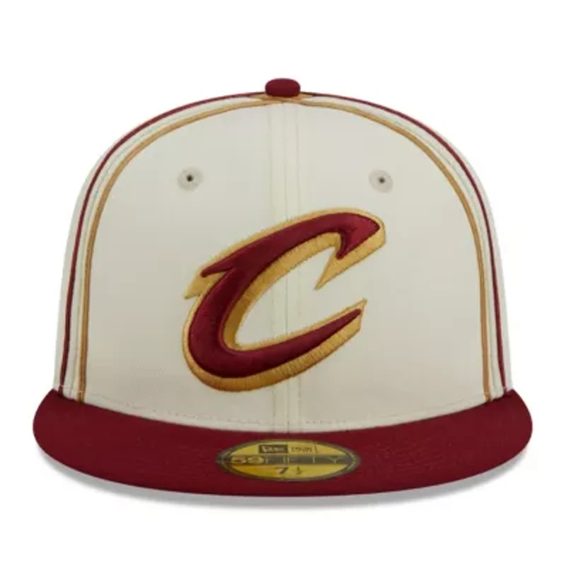 NBA Cream/Wine Cleveland Cavaliers Piping 2-Tone 59FIFTY Fitted Hat