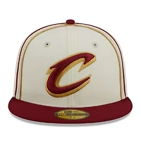 NBA Cream/Wine Cleveland Cavaliers Piping 2-Tone 59FIFTY Fitted Hat