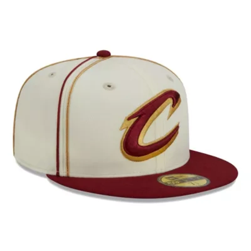 NBA Cream/Wine Cleveland Cavaliers Piping 2-Tone 59FIFTY Fitted Hat