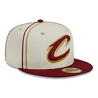NBA Cream/Wine Cleveland Cavaliers Piping 2-Tone 59FIFTY Fitted Hat