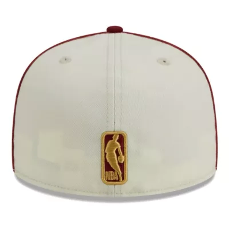 NBA Cream/Wine Cleveland Cavaliers Piping 2-Tone 59FIFTY Fitted Hat