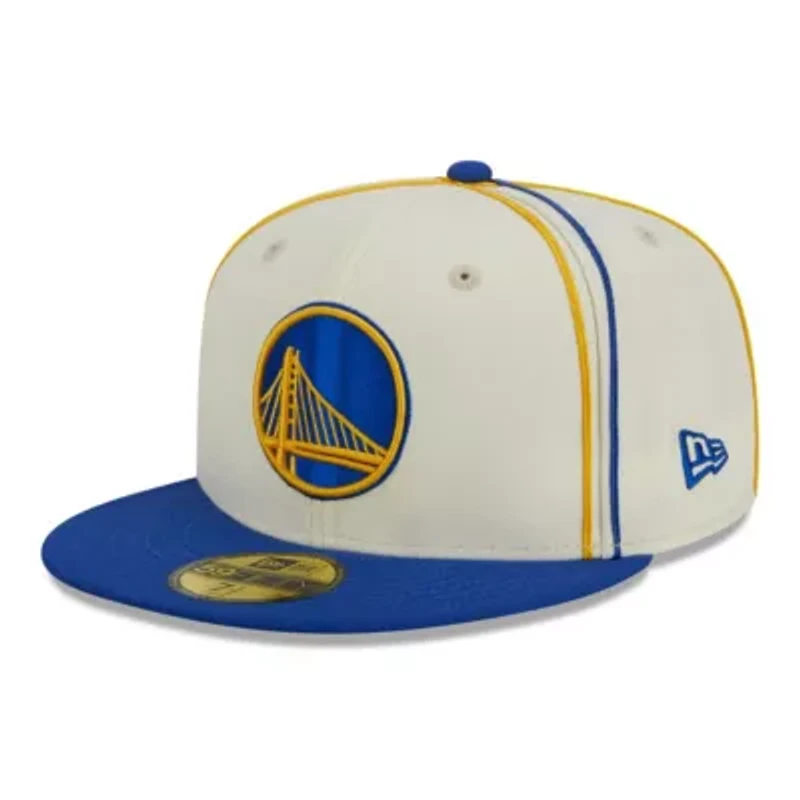 NBA Cream/Royal Golden State Warriors Piping 2-Tone 59FIFTY Fitted Hat
