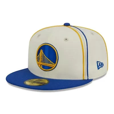 NBA Cream/Royal Golden State Warriors Piping 2-Tone 59FIFTY Fitted Hat