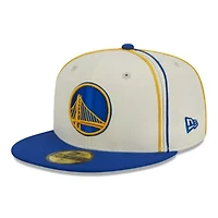NBA Cream/Royal Golden State Warriors Piping 2-Tone 59FIFTY Fitted Hat