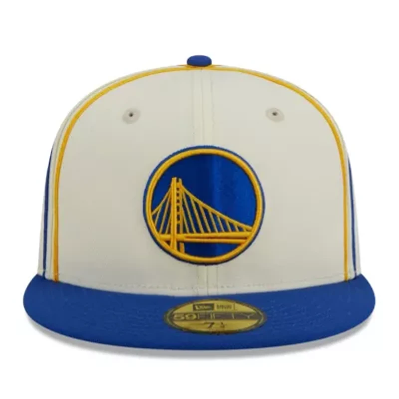 NBA Cream/Royal Golden State Warriors Piping 2-Tone 59FIFTY Fitted Hat