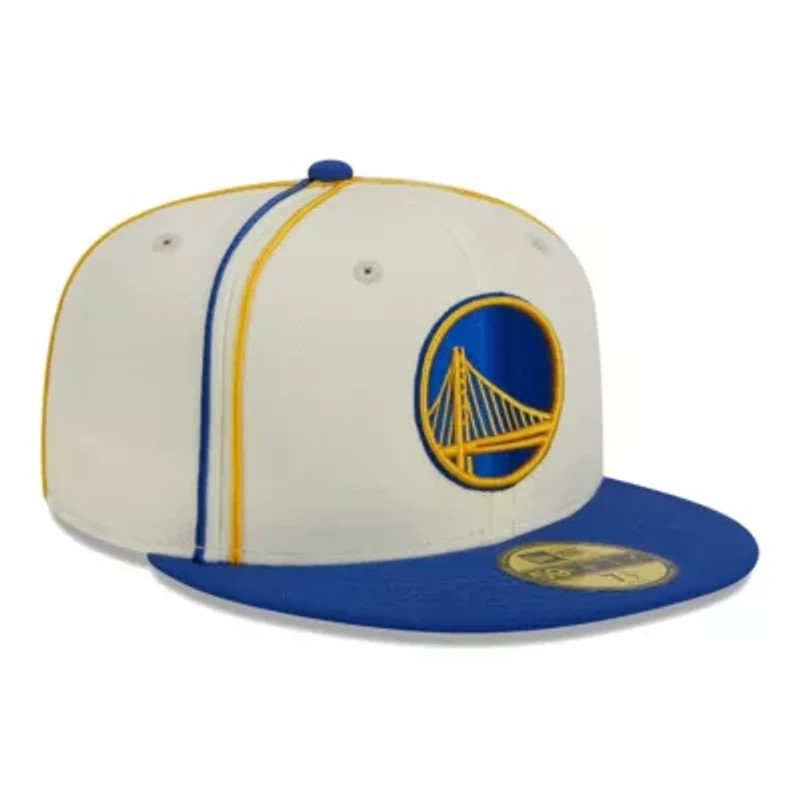 NBA Cream/Royal Golden State Warriors Piping 2-Tone 59FIFTY Fitted Hat