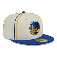 NBA Cream/Royal Golden State Warriors Piping 2-Tone 59FIFTY Fitted Hat