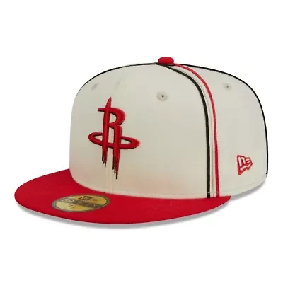 NBA Cream/Red Houston Rockets Piping 2-Tone 59FIFTY Fitted Hat