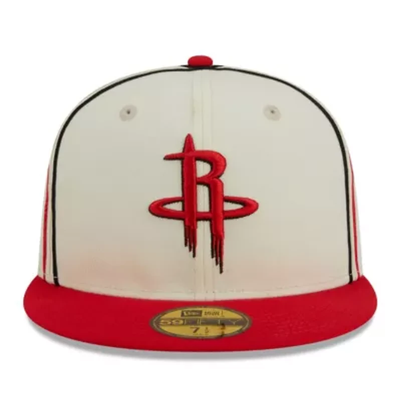 NBA Cream/Red Houston Rockets Piping 2-Tone 59FIFTY Fitted Hat