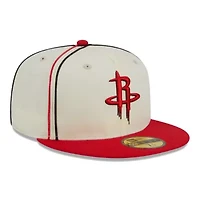 NBA Cream/Red Houston Rockets Piping 2-Tone 59FIFTY Fitted Hat