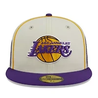 NBA Cream/Purple Los Angeles Lakers Piping 2-Tone 59FIFTY Fitted Hat