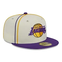NBA Cream/Purple Los Angeles Lakers Piping 2-Tone 59FIFTY Fitted Hat