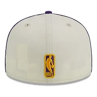 NBA Cream/Purple Los Angeles Lakers Piping 2-Tone 59FIFTY Fitted Hat