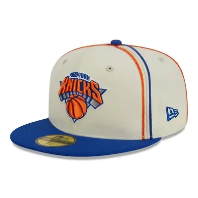 NBA Cream/Blue New York Knicks Piping 2-Tone 59FIFTY Fitted Hat