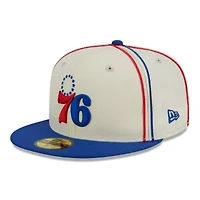 NBA Cream/Royal Philadelphia 76ers Piping 2-Tone 59FIFTY Fitted Hat