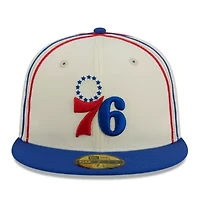 NBA Cream/Royal Philadelphia 76ers Piping 2-Tone 59FIFTY Fitted Hat