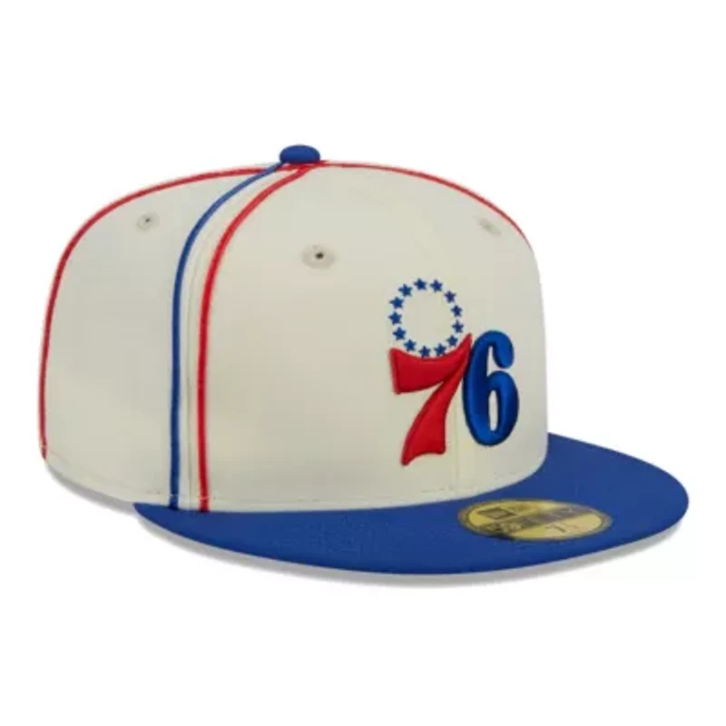 NBA Cream/Royal Philadelphia 76ers Piping 2-Tone 59FIFTY Fitted Hat