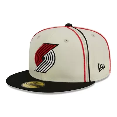 NBA Cream/Black Portland Trail Blazers Piping 2-Tone 59FIFTY Fitted Hat