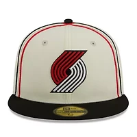 NBA Cream/Black Portland Trail Blazers Piping 2-Tone 59FIFTY Fitted Hat