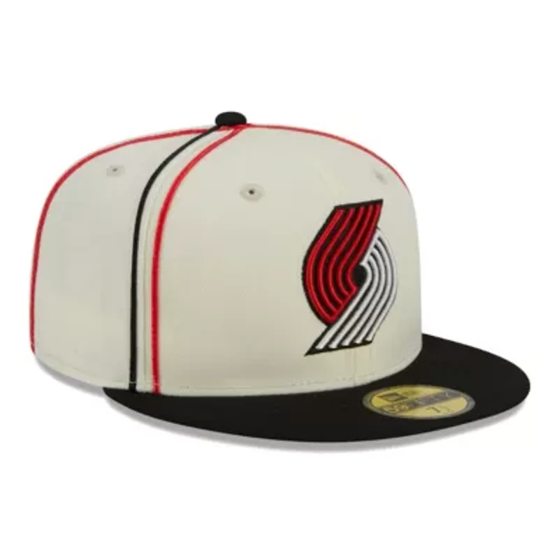 NBA Cream/Black Portland Trail Blazers Piping 2-Tone 59FIFTY Fitted Hat