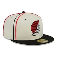 NBA Cream/Black Portland Trail Blazers Piping 2-Tone 59FIFTY Fitted Hat