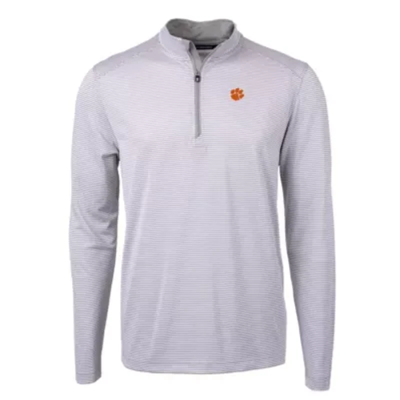 NCAA Clemson Tigers Big & Tall Virtue Eco Pique Micro Stripe Recycled Quarter-Zip Pullover Top