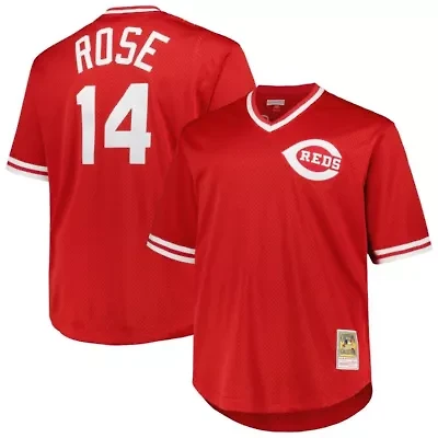 MLB Pete Rose Cincinnati Reds 1984 Cooperstown Collection Mesh Pullover Jersey