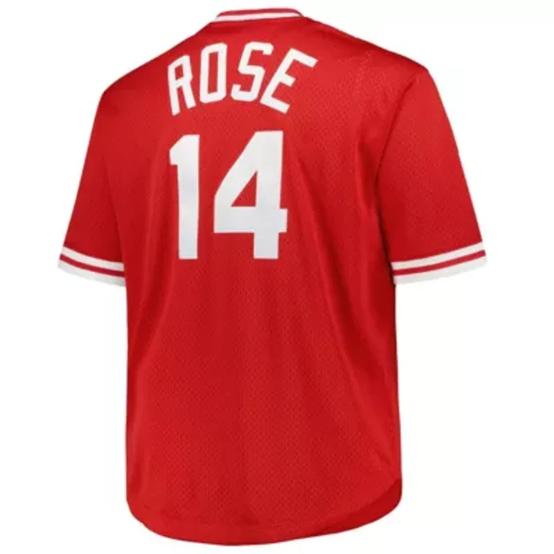MLB Pete Rose Cincinnati Reds 1984 Cooperstown Collection Mesh Pullover Jersey