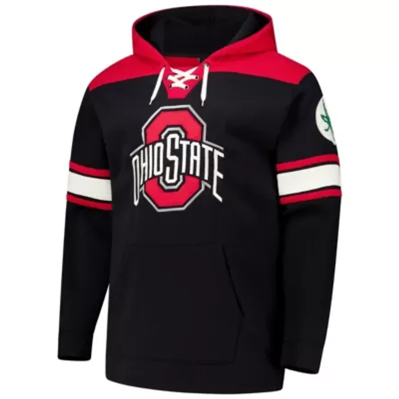 NCAA Ohio State Buckeyes Big & Tall Hockey Lace-Up Pullover Hoodie