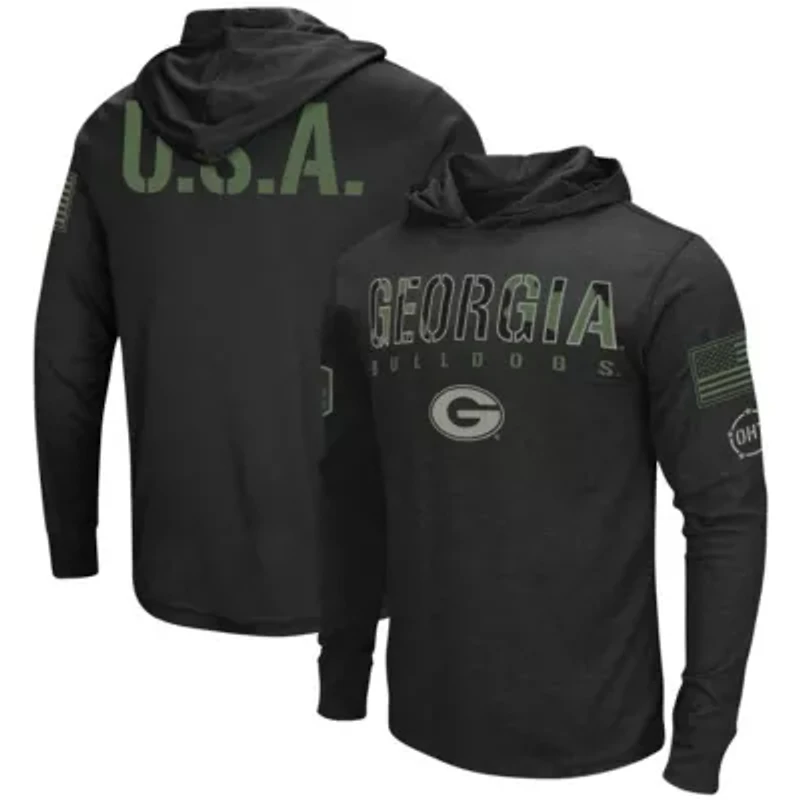 NCAA Georgia Bulldogs Big & Tall OHT Military Appreciation Tango Long Sleeve Hoodie T-Shirt