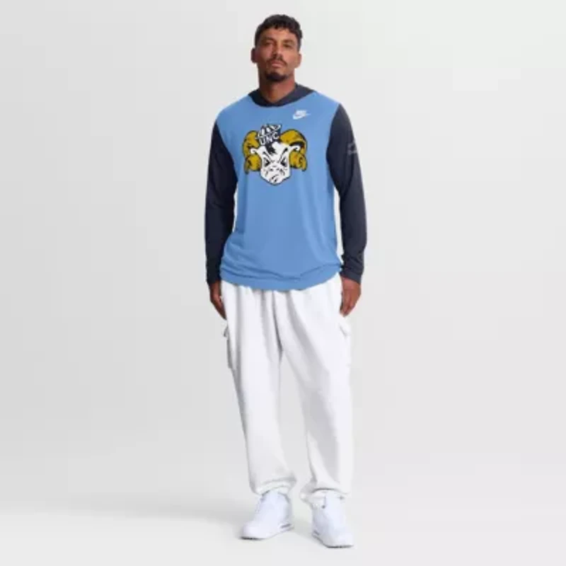NCAA Nike Carolina Blue/Navy North Tar Heels Campus Legacy Tri-Blend Long Sleeve Hooded T-Shirt
