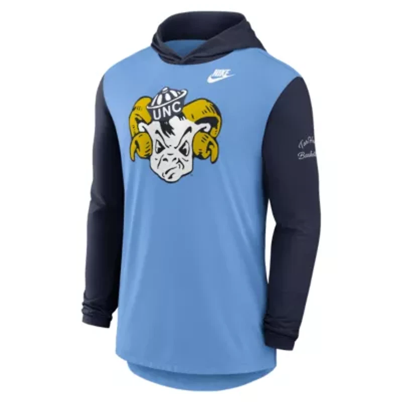 NCAA Nike Carolina Blue/Navy North Tar Heels Campus Legacy Tri-Blend Long Sleeve Hooded T-Shirt